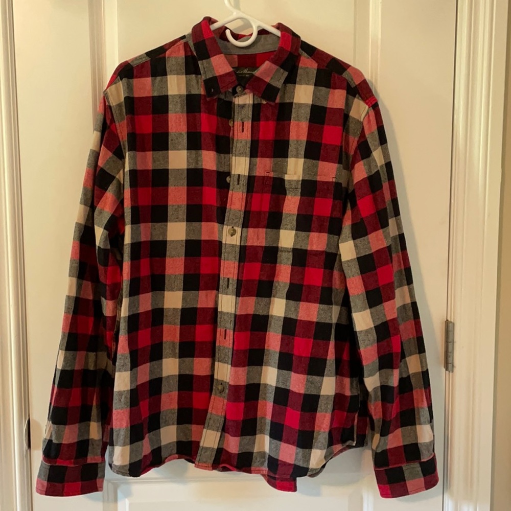 red multicolored flannel